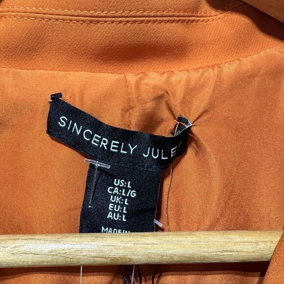 Sincerely Jules Orange Blazer Jacket NWT Women's L Double‎ Breasted Gold Buttons - Picture 6 of 11